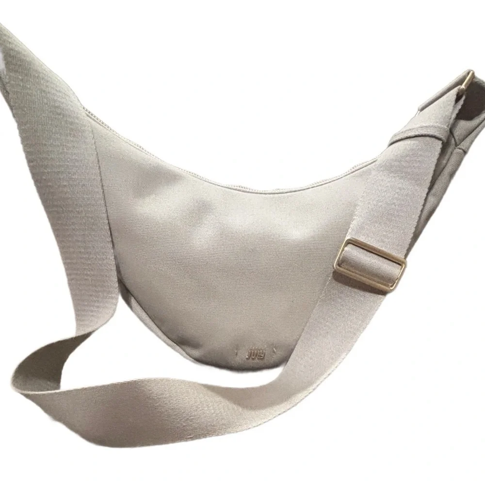July Minimalist Sling Bag Sand Beige Canvas Neutral Crossbody Adjustable Strap